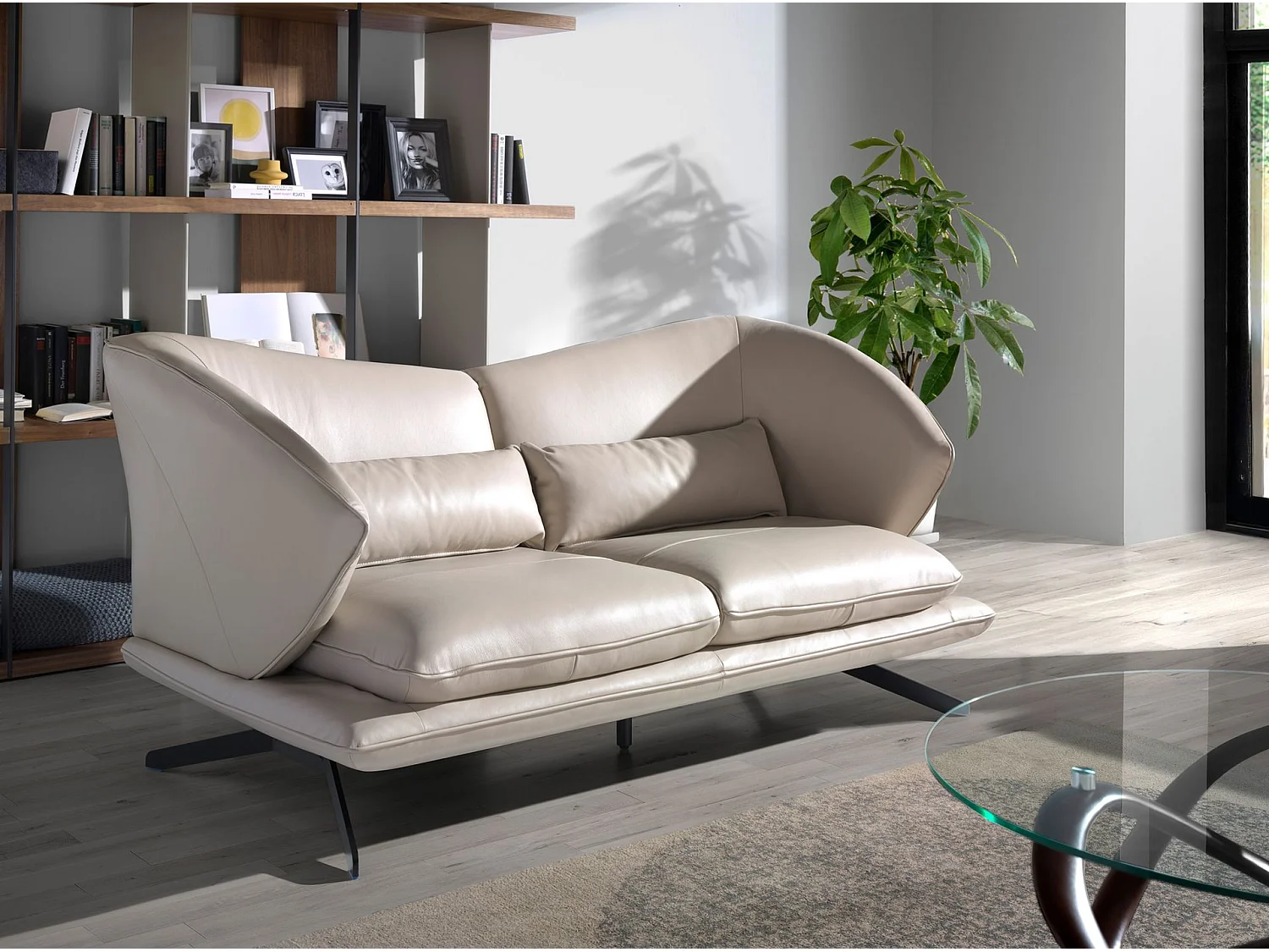 2-sitzer ledersofa taupe grau leder 6145 ANGEL CERDA