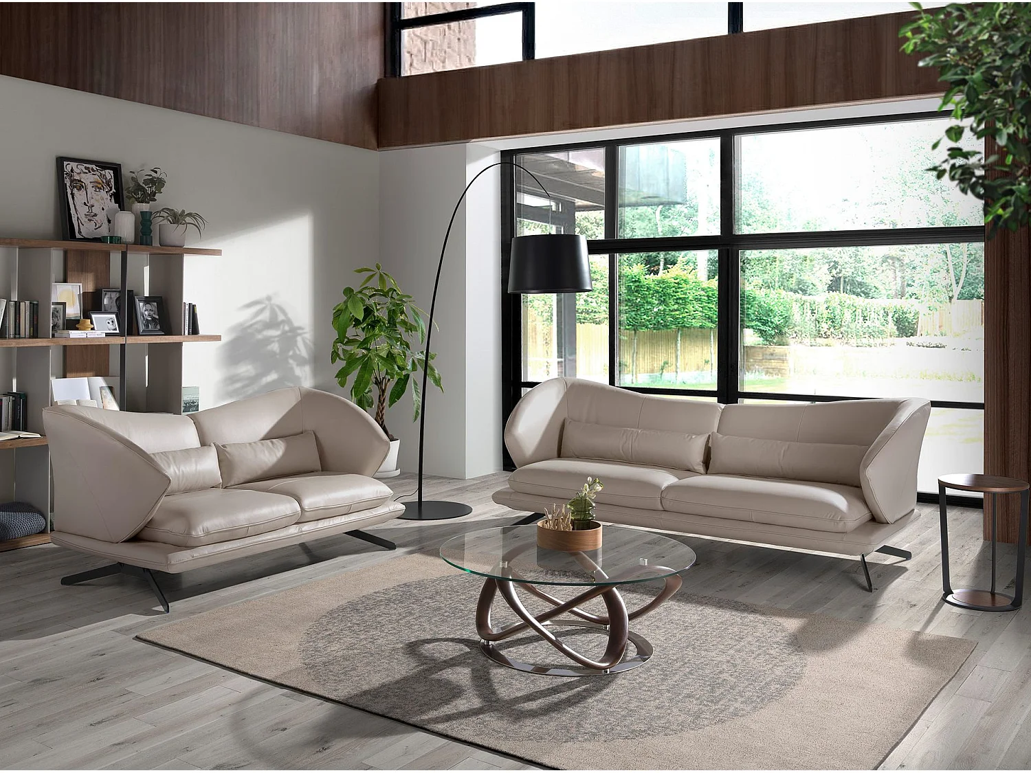 Canapé 3 places en cuir gris taupe 6146 ANGEL CERDA