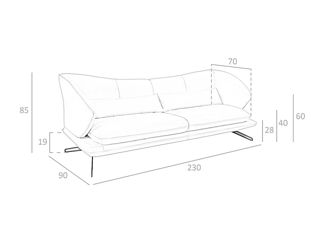 Canapé 3 places en cuir gris taupe 6146 ANGEL CERDA