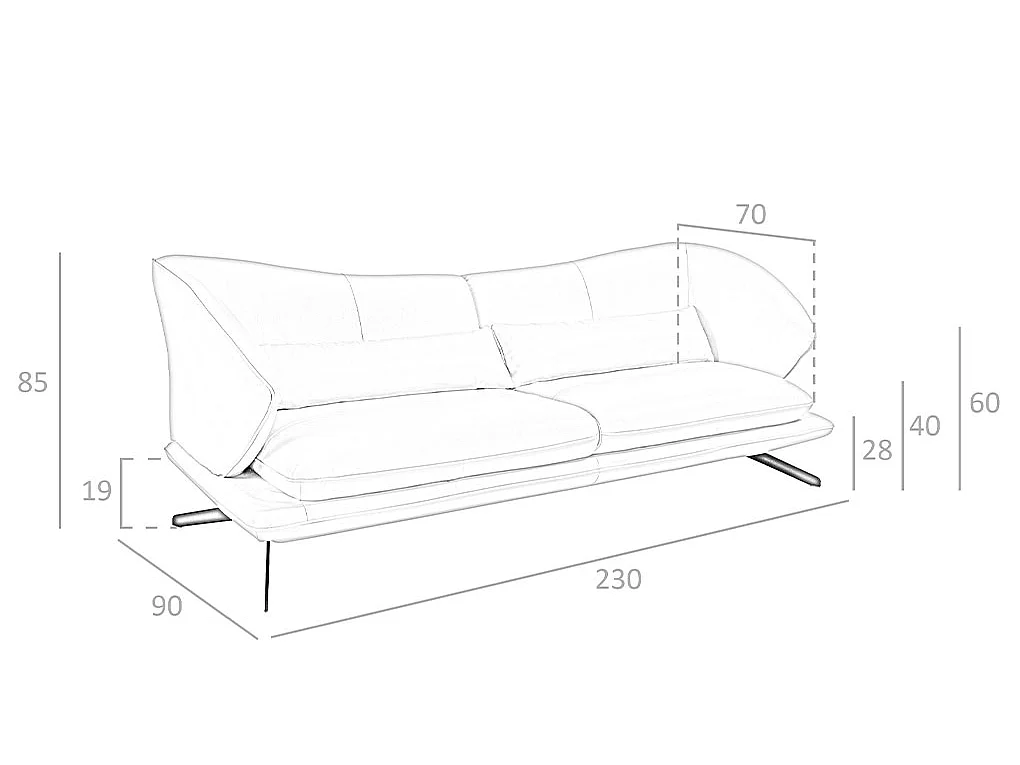 Skórzana sofa 3-osobowa w kolorze szarym taupe 6146 ANGEL CERDA