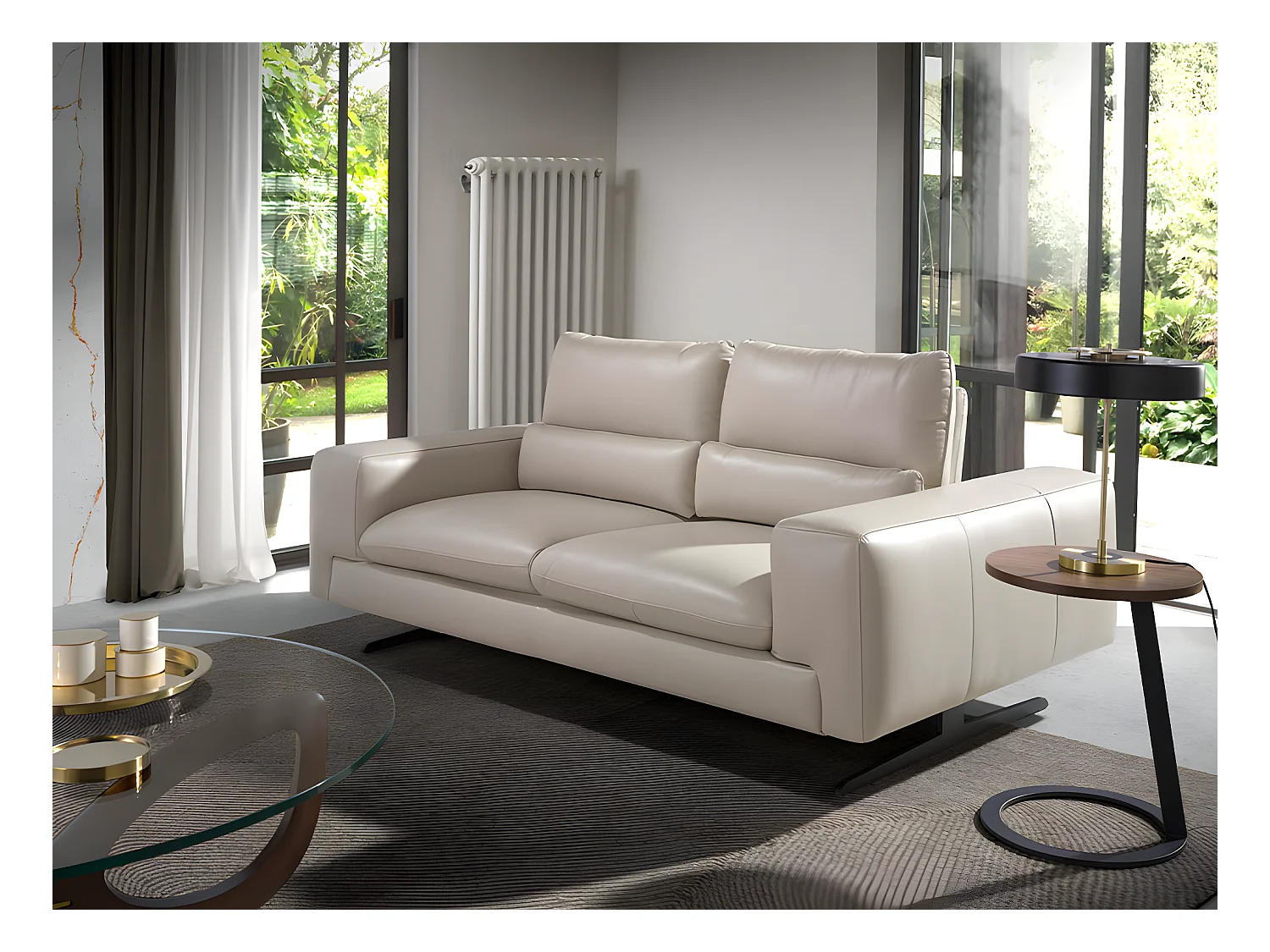 Canapé 2 places en cuir et acier noir 6141 ANGEL CERDA