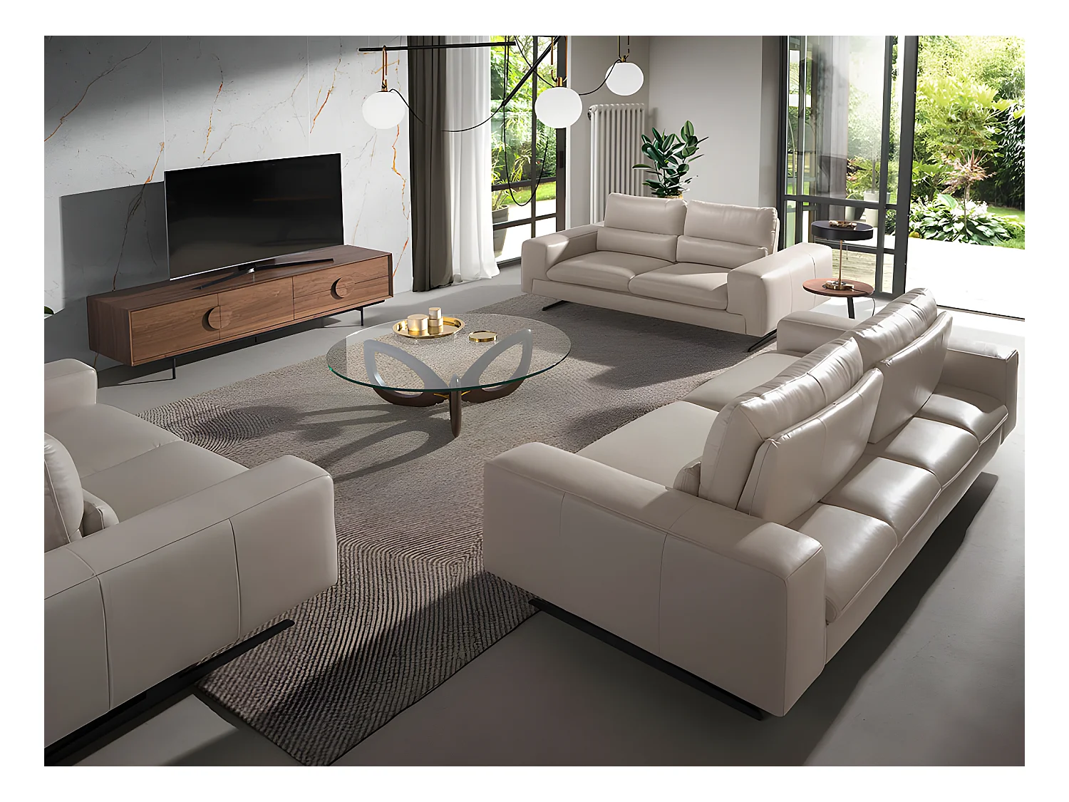 Canapé 2 places en cuir et acier noir 6141 ANGEL CERDA