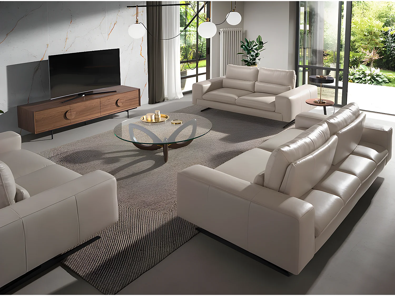 Canapé 2 places en cuir et acier noir 6141 ANGEL CERDA