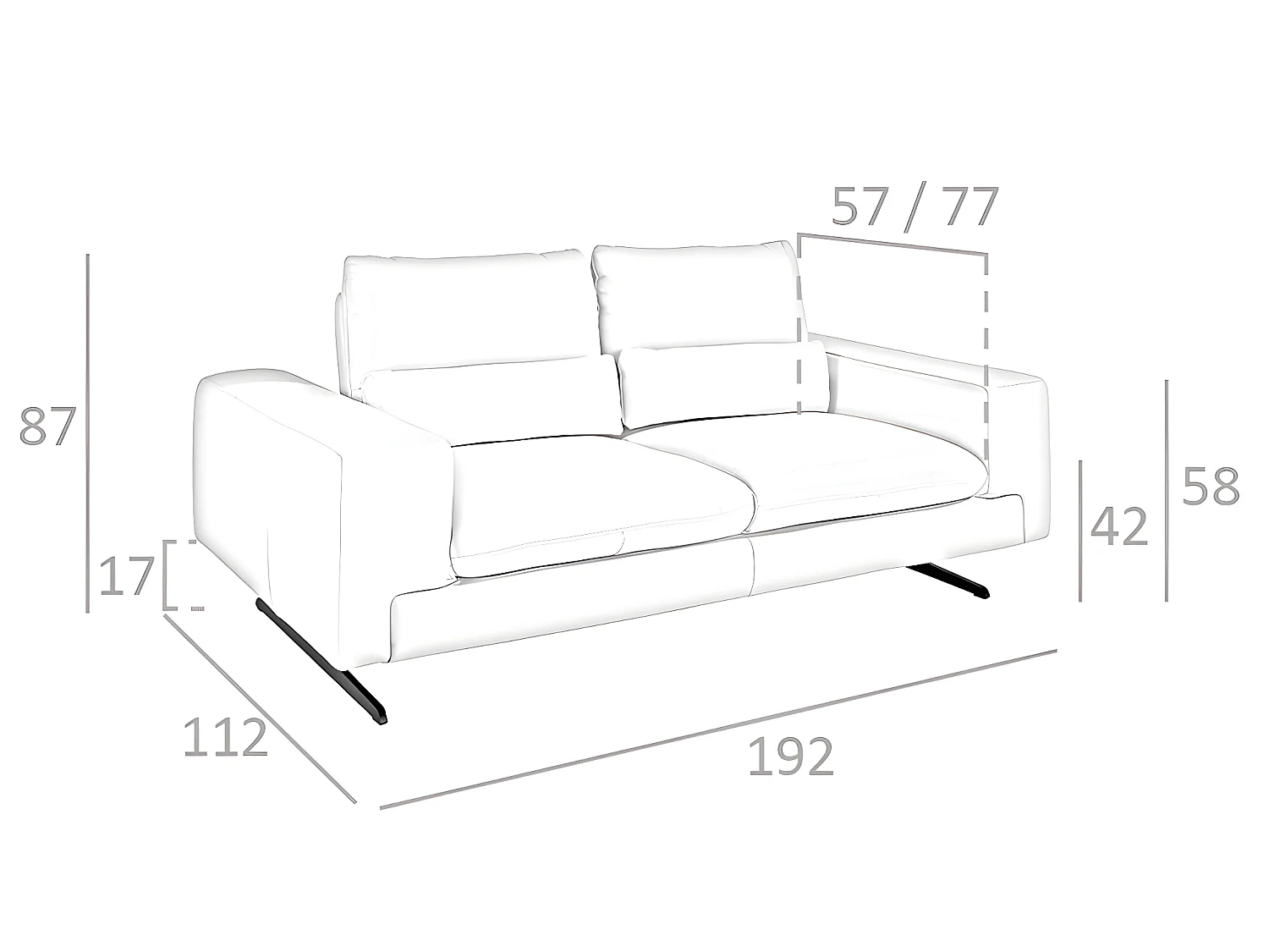 Canapé 2 places en cuir et acier noir 6141 ANGEL CERDA