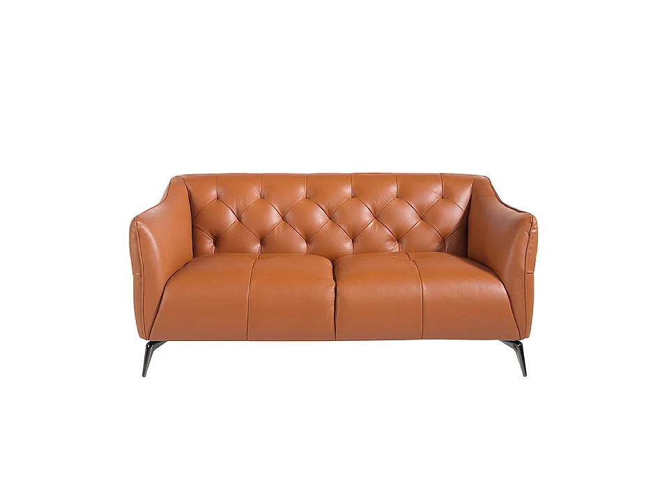 2-zitsbank bekleed in bruin rundleder met capitonné bekleding 6168 ANGEL CERDA