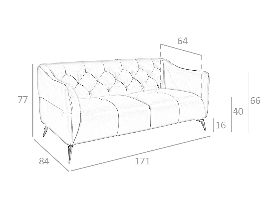 2-zitsbank bekleed in bruin rundleder met capitonné bekleding 6168 ANGEL CERDA