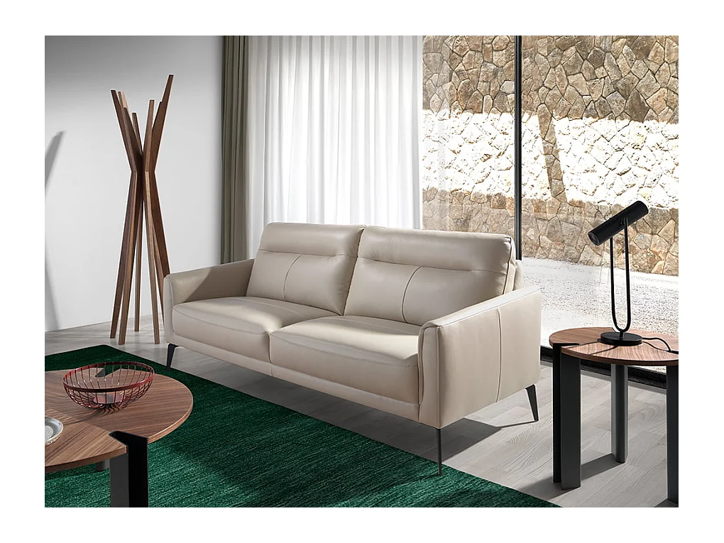 Canapé 3 places en cuir gris taupe 6138 ANGEL CERDA