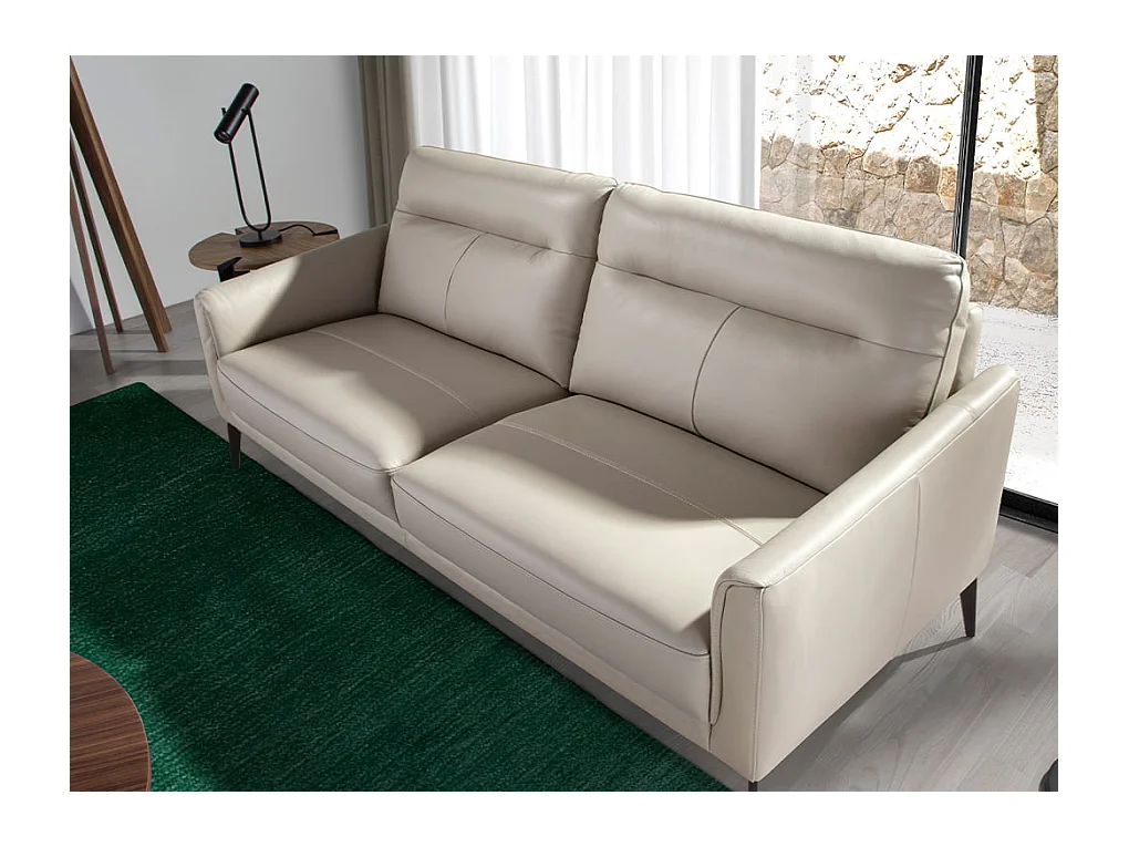 Canapé 3 places en cuir gris taupe 6138 ANGEL CERDA