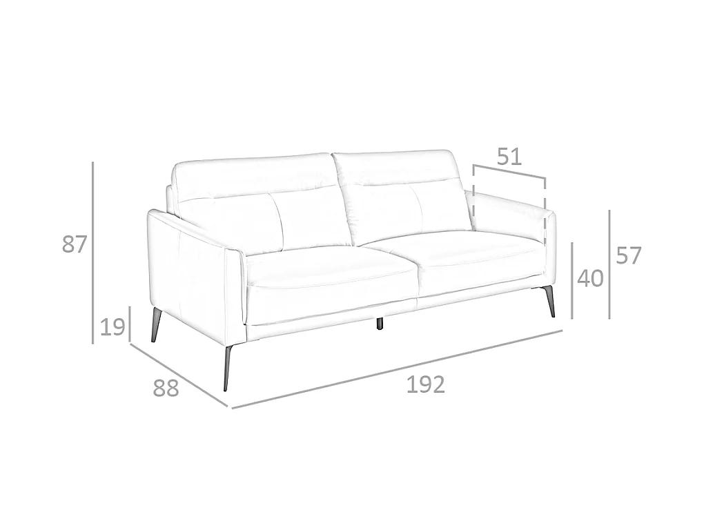 Canapé 3 places en cuir gris taupe 6138 ANGEL CERDA