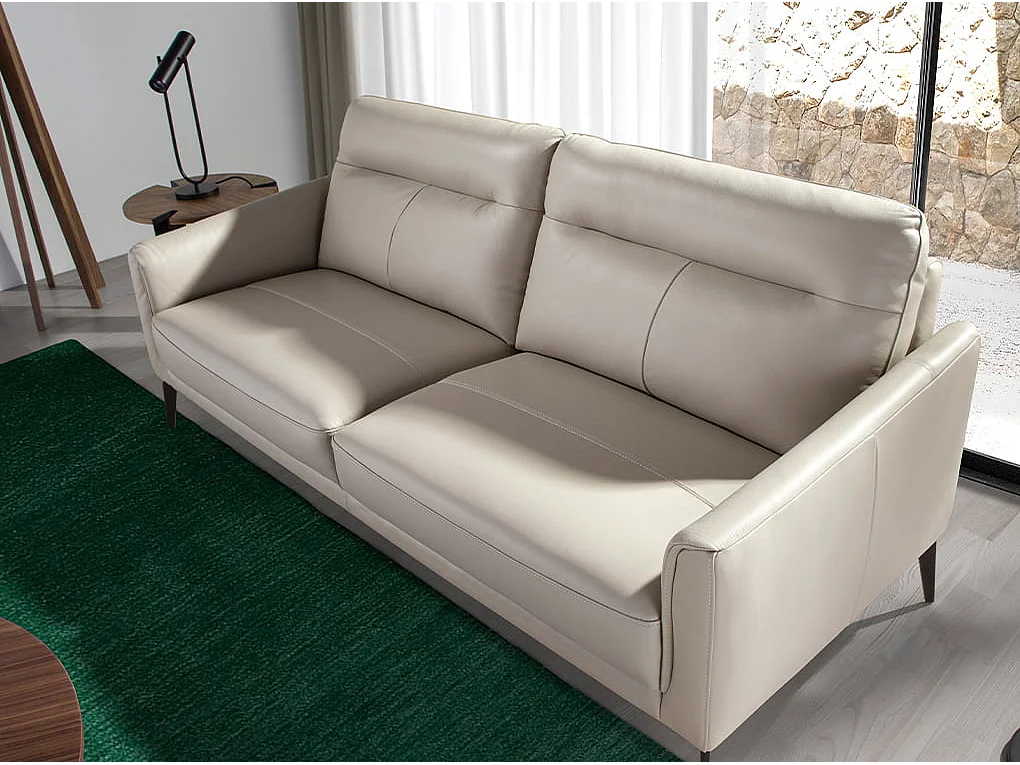 Canapé 3 places en cuir gris taupe 6138 ANGEL CERDA