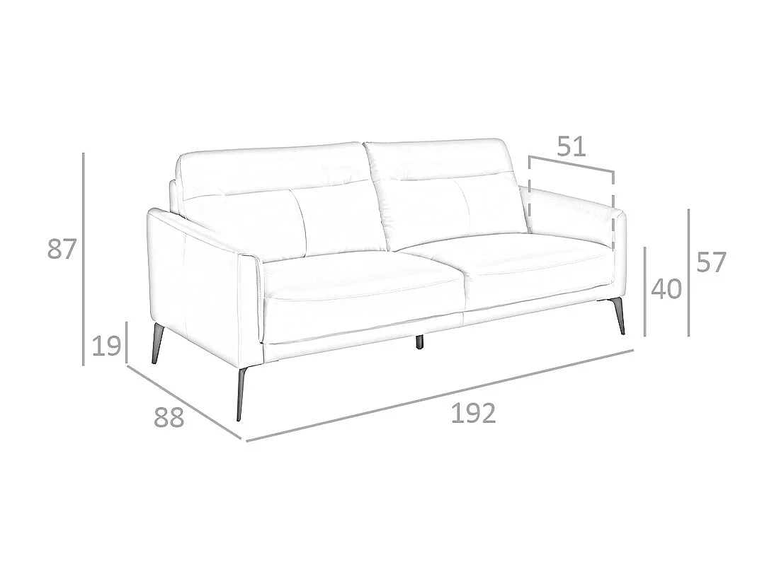 Canapé 3 places en cuir gris taupe 6138 ANGEL CERDA