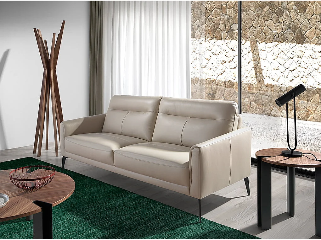 3 zits bank in taupe grijs leer 6138 ANGEL CERDA