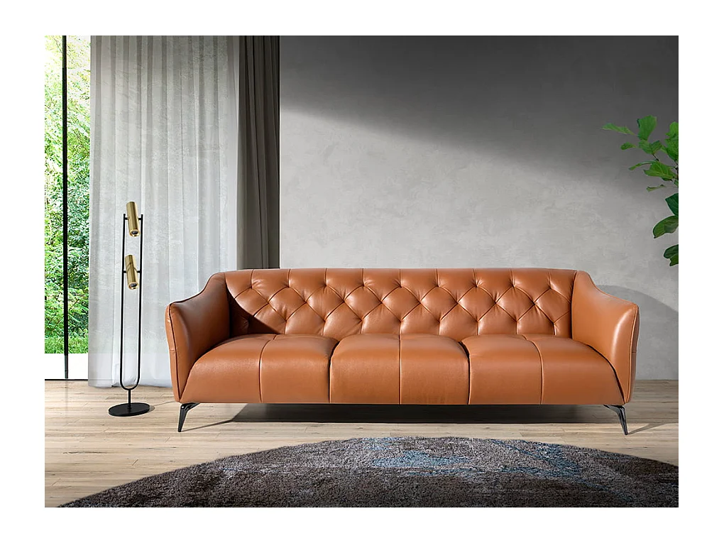 3-zitsbank bekleed in bruin rundleder 6169 ANGEL CERDA