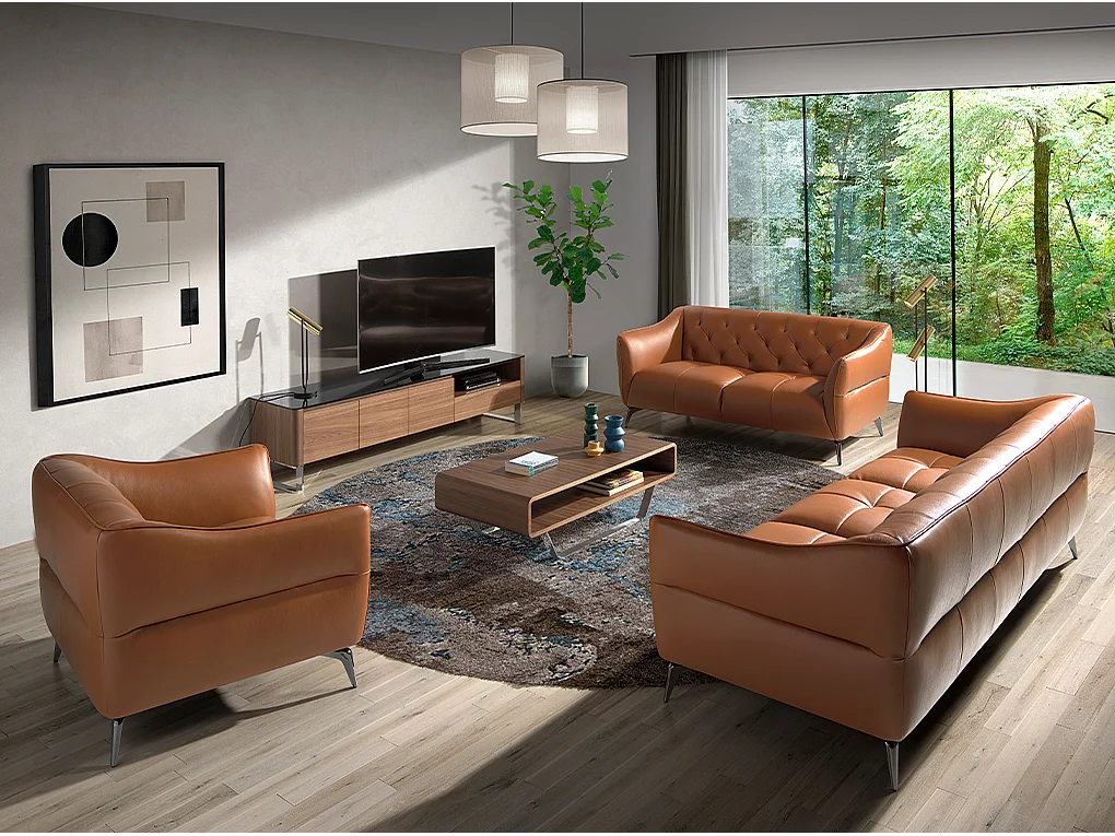 3-zitsbank bekleed in bruin rundleder 6169 ANGEL CERDA