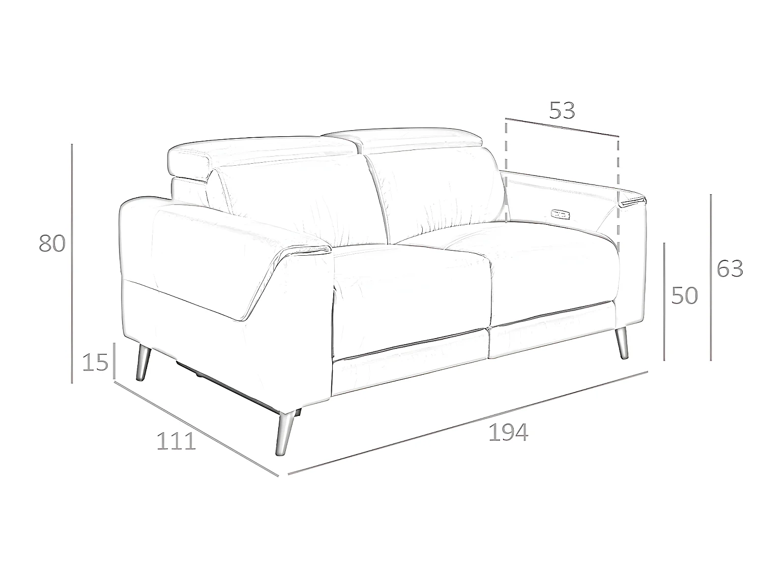 2 zits bank in leer en wengé hout 6147 ANGEL CERDA