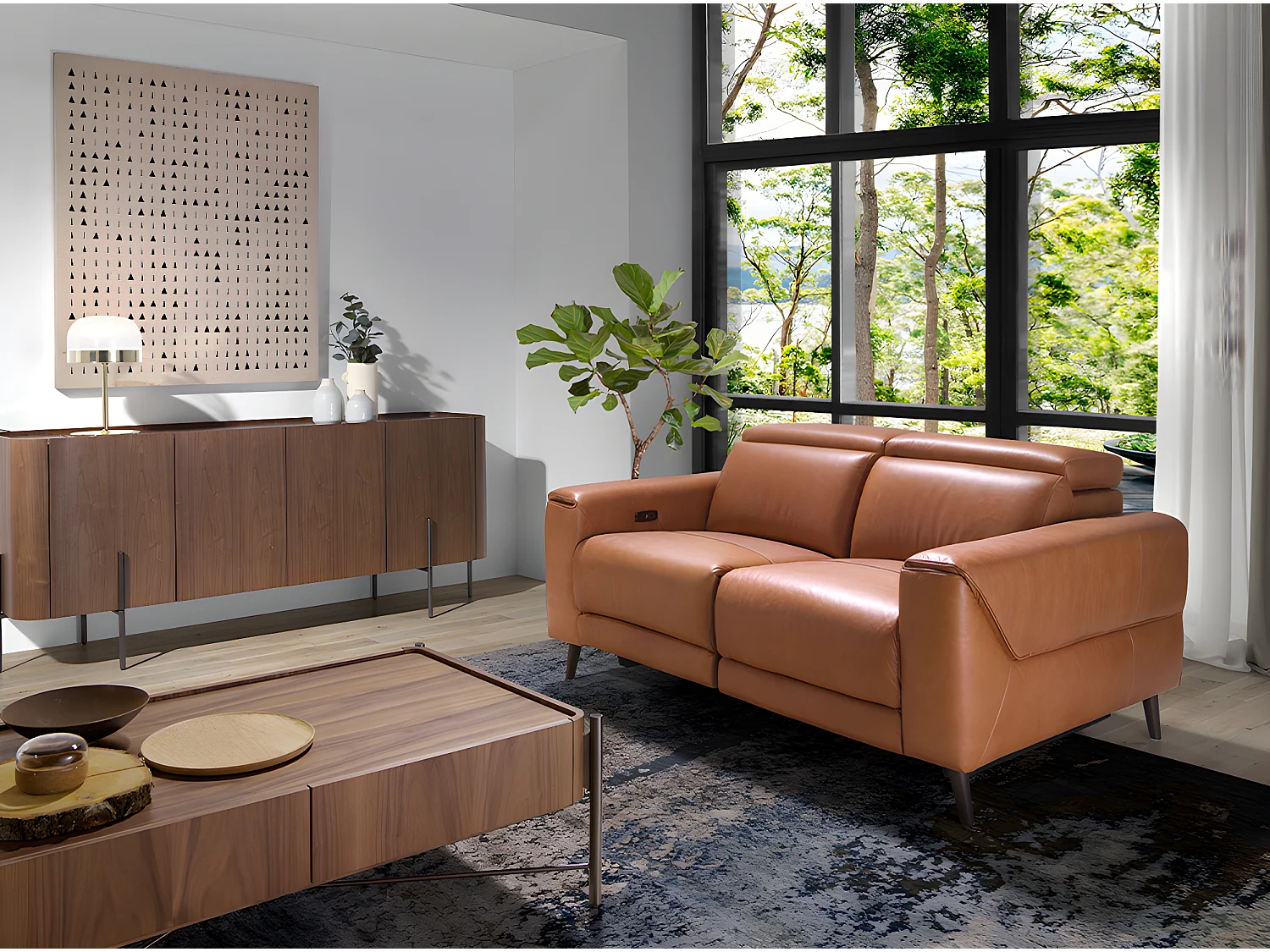 2 zits bank in leer en wengé hout 6147 ANGEL CERDA