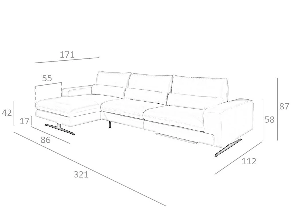 Canapé d'angle (G) en cuir réglable 6151 ANGEL CERDA