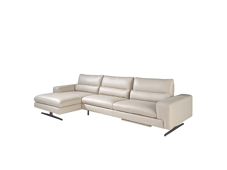 Canapé d'angle relax 5 places en cuir taupe ANGEL