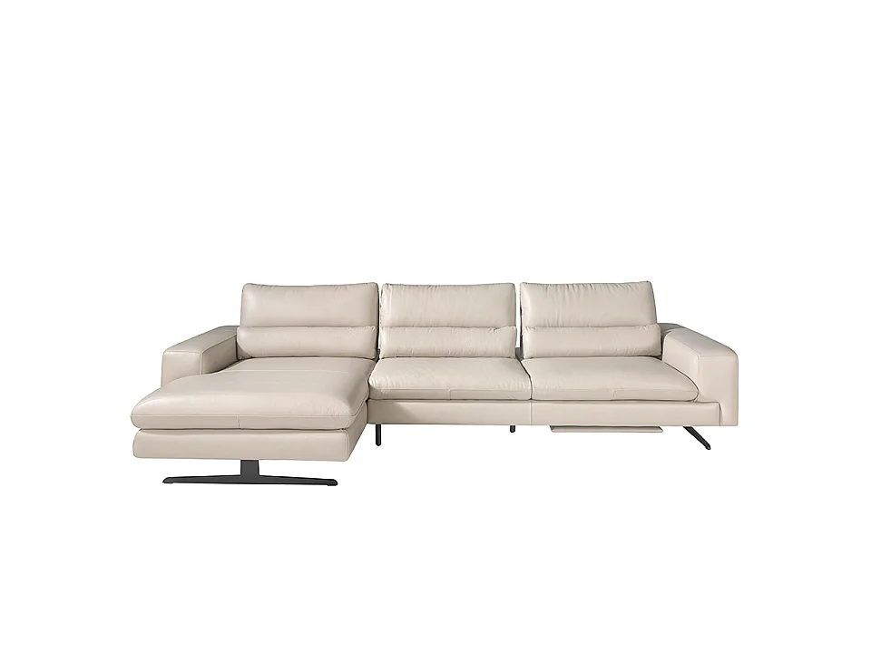 Canapé d'angle relax 5 places en cuir taupe ANGEL