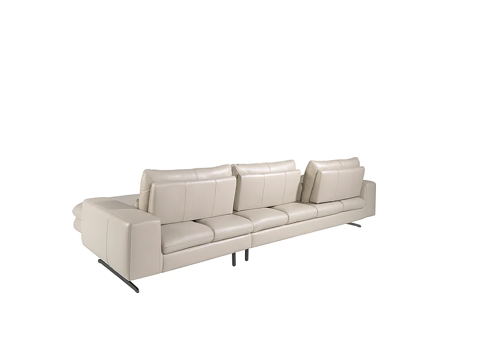 Canapé d'angle relax 5 places en cuir taupe ANGEL