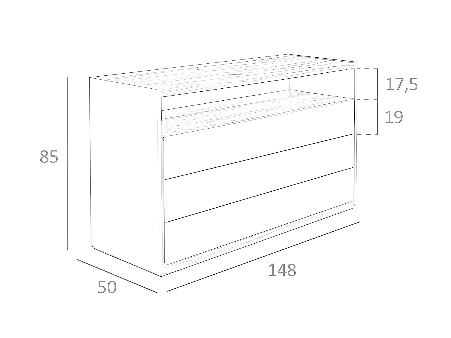 Walnoot en grijze ladekast 7128 ANGEL CERDA