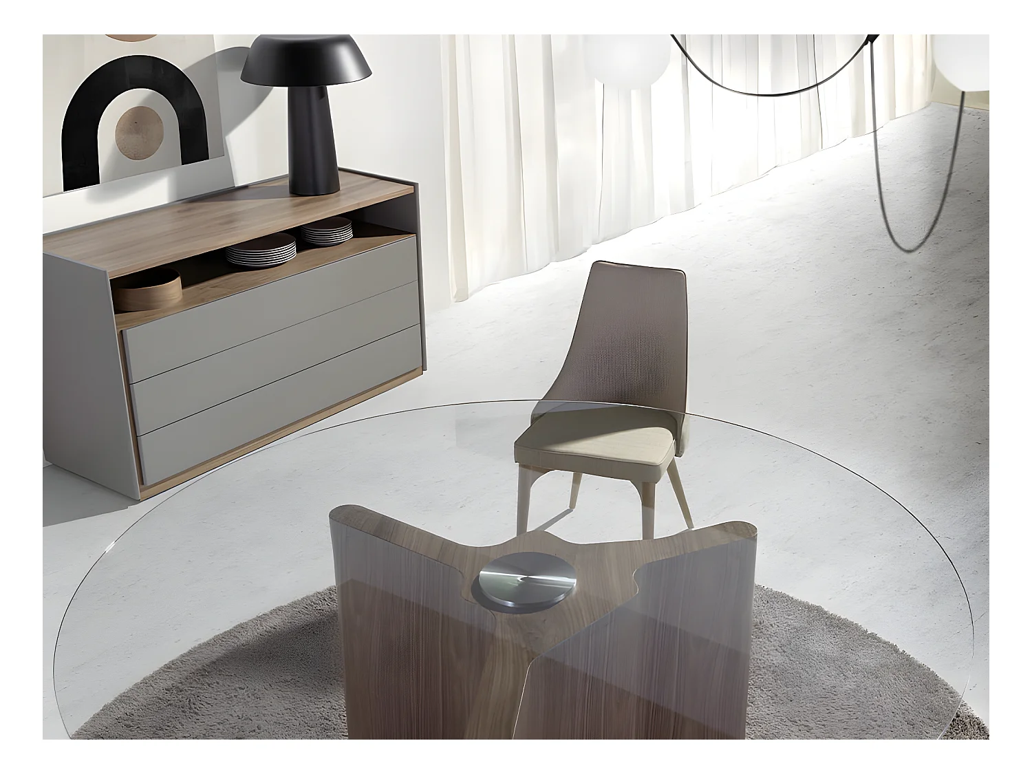 Walnoot en grijze ladekast 7128 ANGEL CERDA