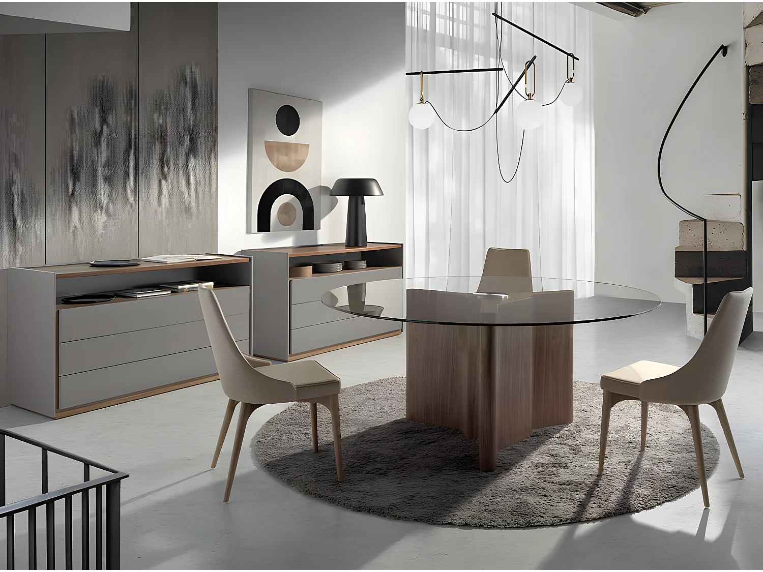 Cómoda de madeira cinzenta e nogueira 7128