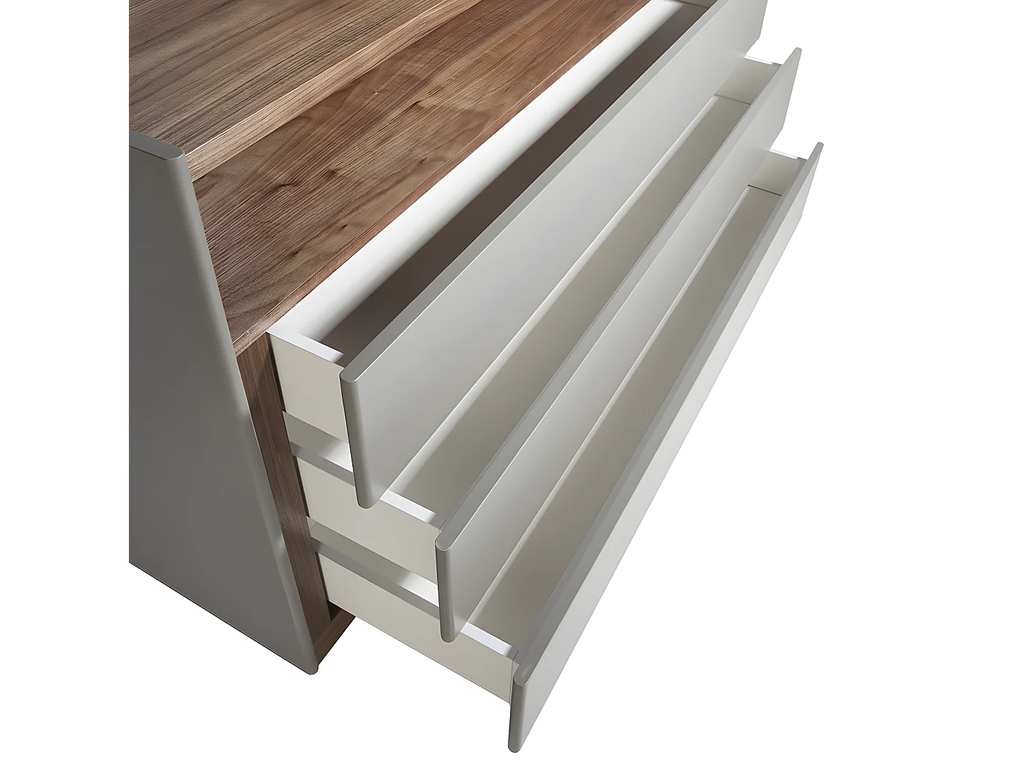 Cómoda de madeira cinzenta e nogueira 7128