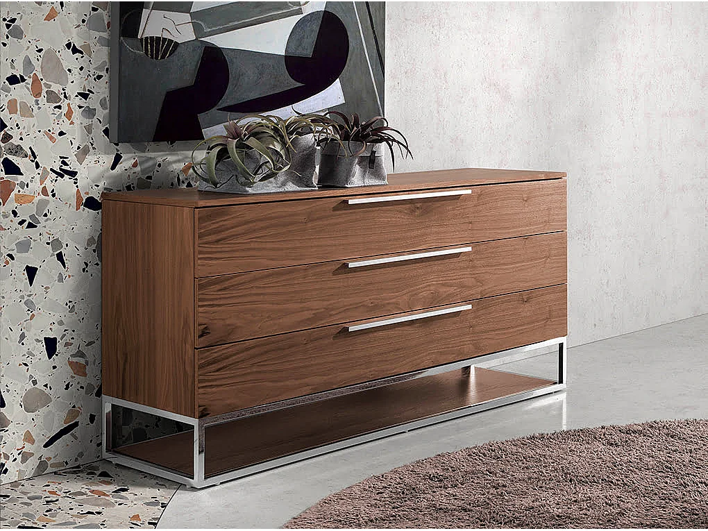 Dressoir Dressoir in walnoot met laden en verchroomd staal 3214 ANGEL CERDA