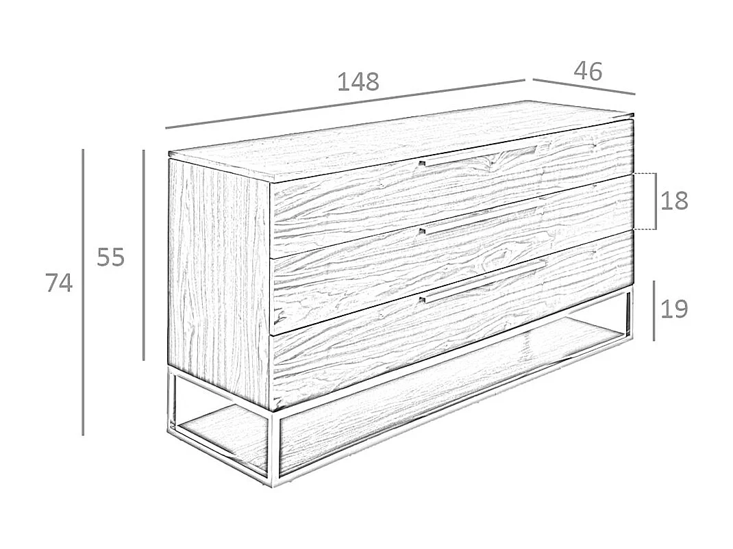 Dressoir Dressoir in walnoot met laden en verchroomd staal 3214 ANGEL CERDA