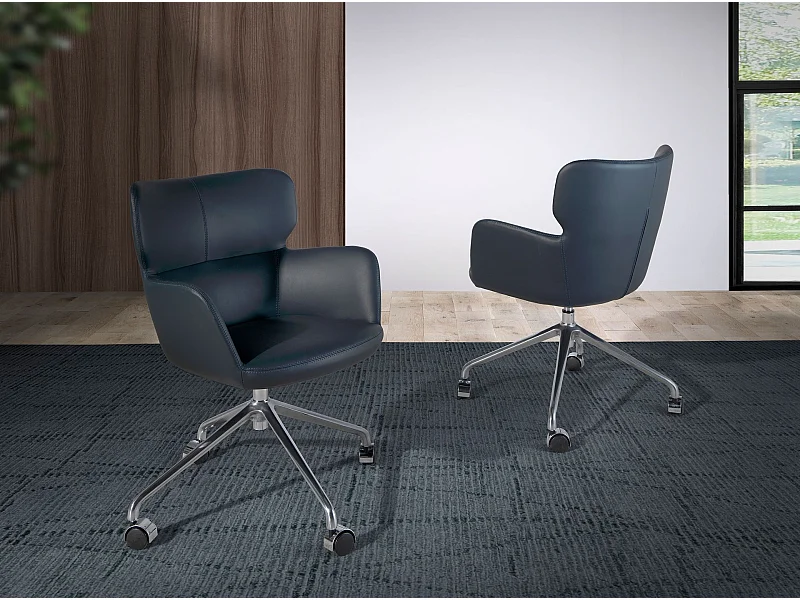 Chaise de bureau pivotant en similicuir bleu 4110 ANGEL CERDA