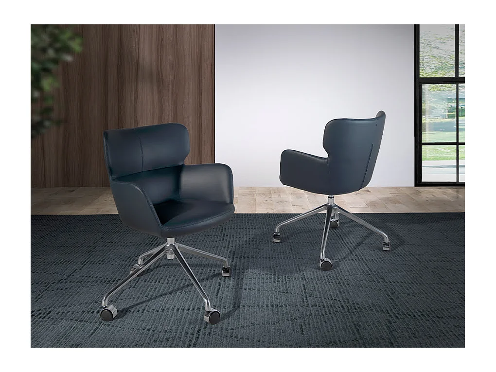 Blauwe eco-leren bureaustoel 4110 ANGEL CERDA