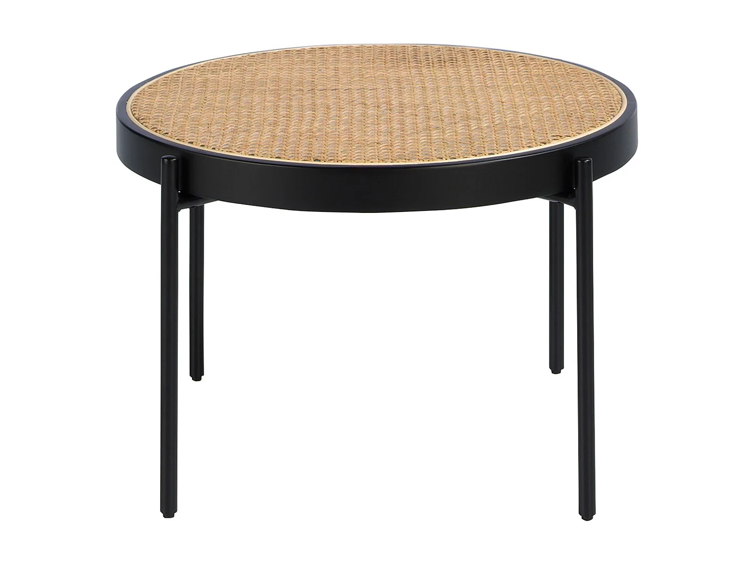 Table basse ronde en rotin, bois noir et acier noir 2111 ANGEL CERDA