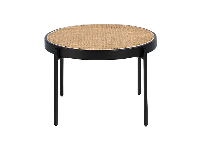 Runder Couchtisch aus Rattan und Schwarz  2111 ANGEL CERDA