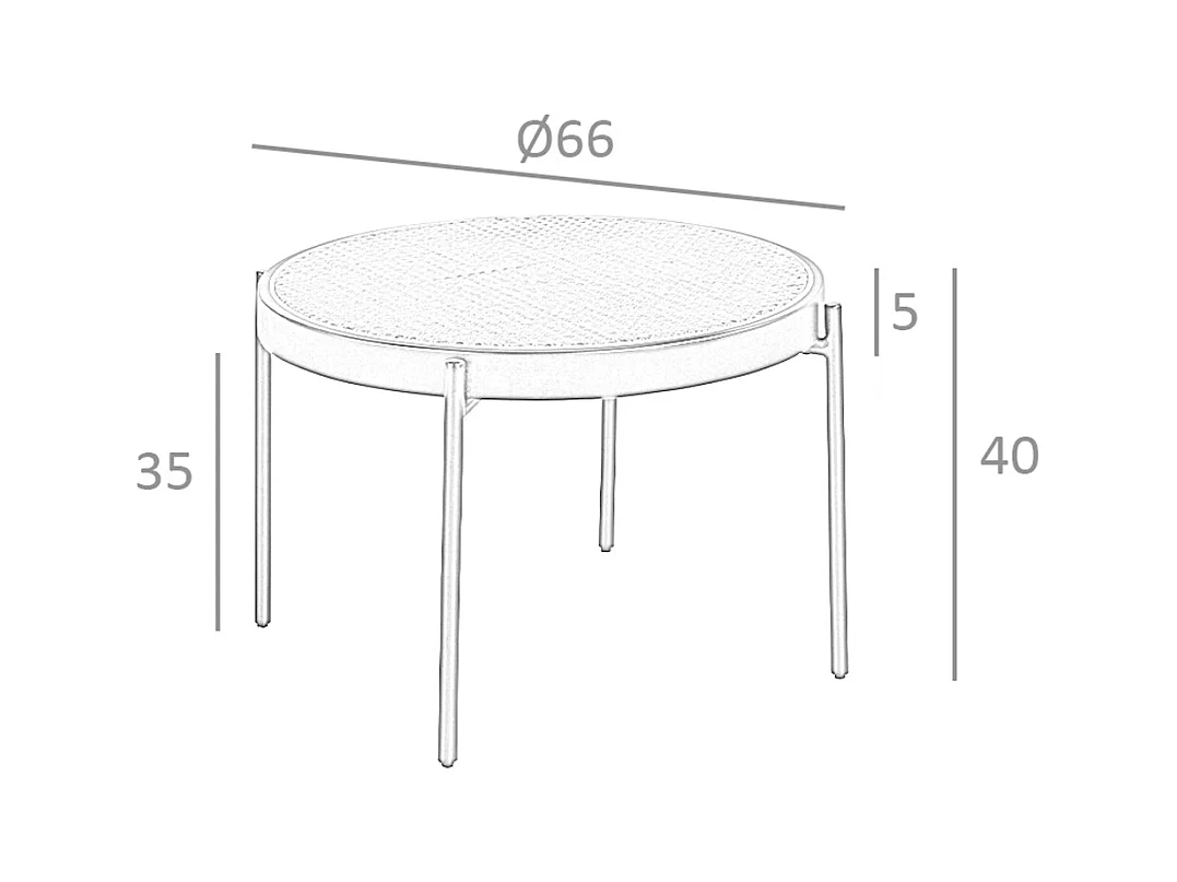 Runder Couchtisch aus Rattan und Schwarz  2111 ANGEL CERDA