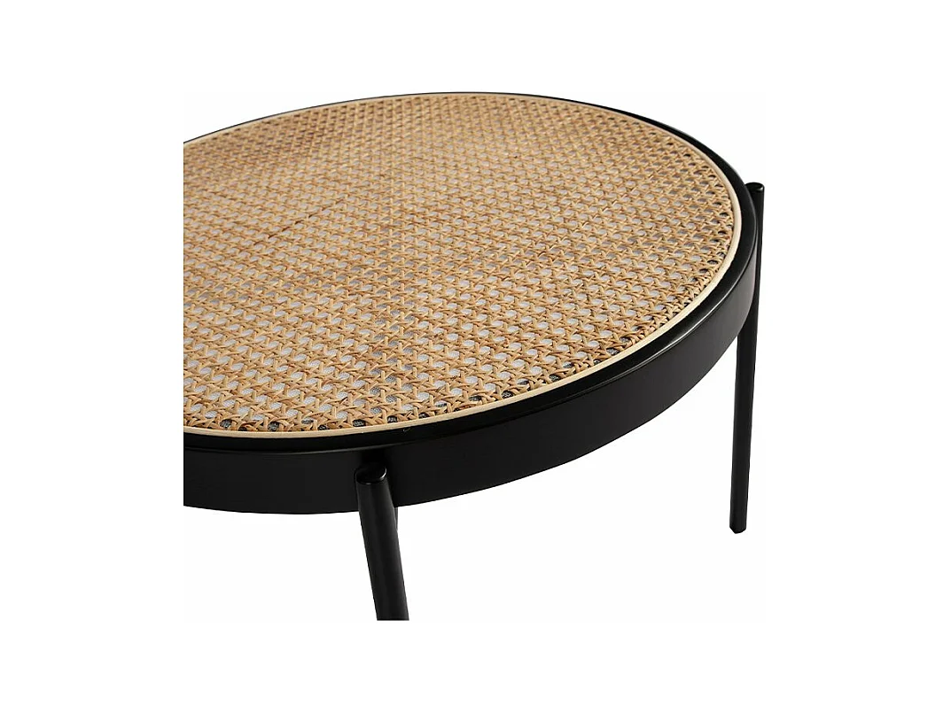 Runder Couchtisch aus Rattan und Schwarz  2111 ANGEL CERDA