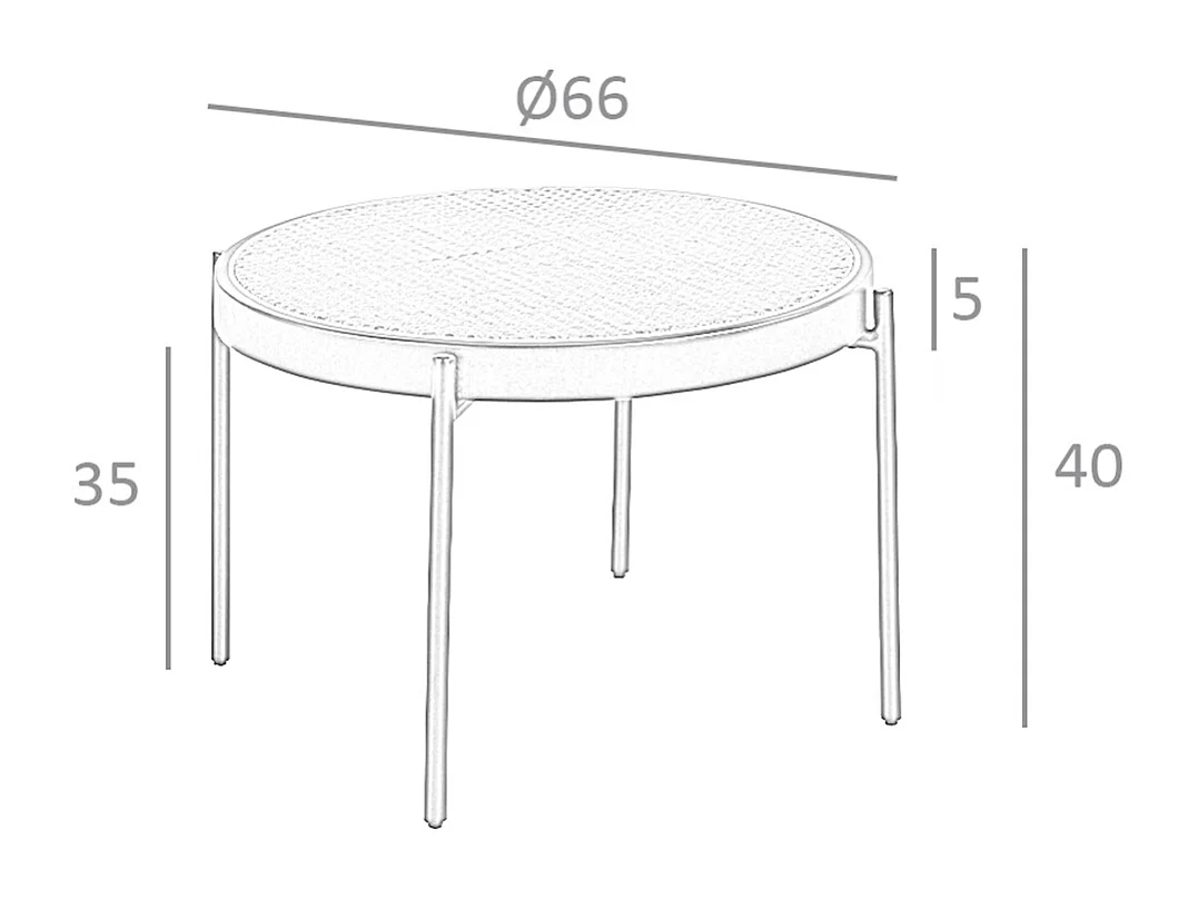 Table basse ronde en rotin, bois noir et acier noir 2111 ANGEL CERDA
