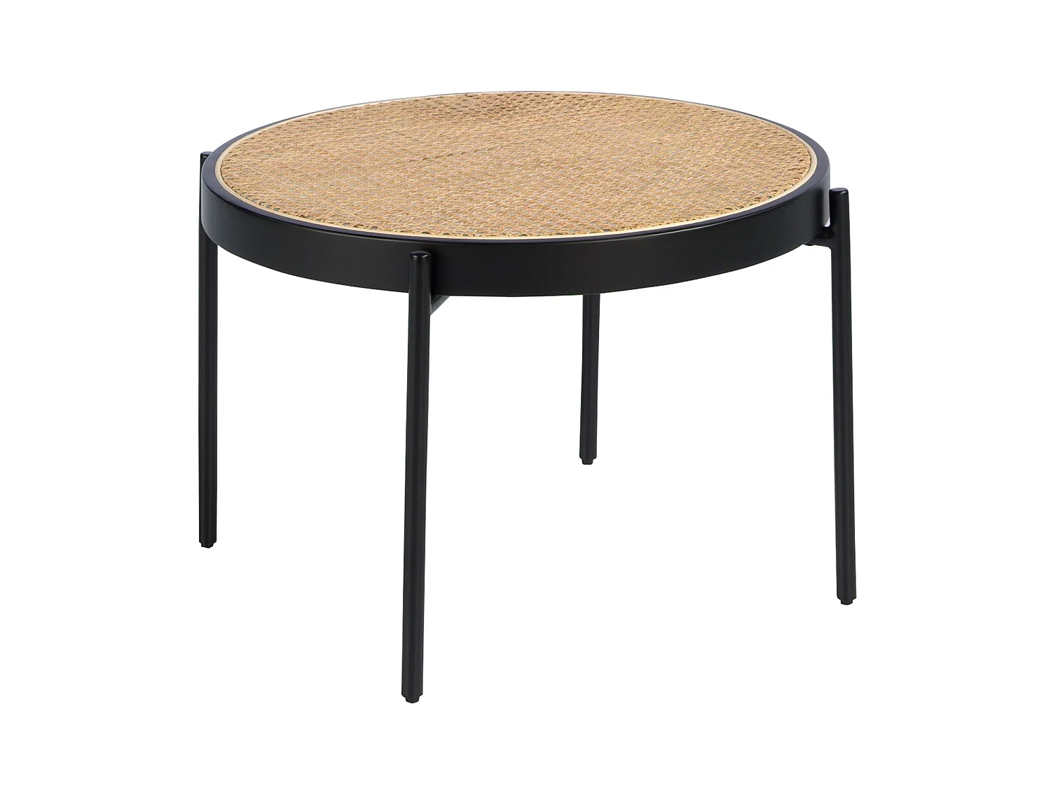Table basse ronde en rotin, bois noir et acier noir 2111 ANGEL CERDA