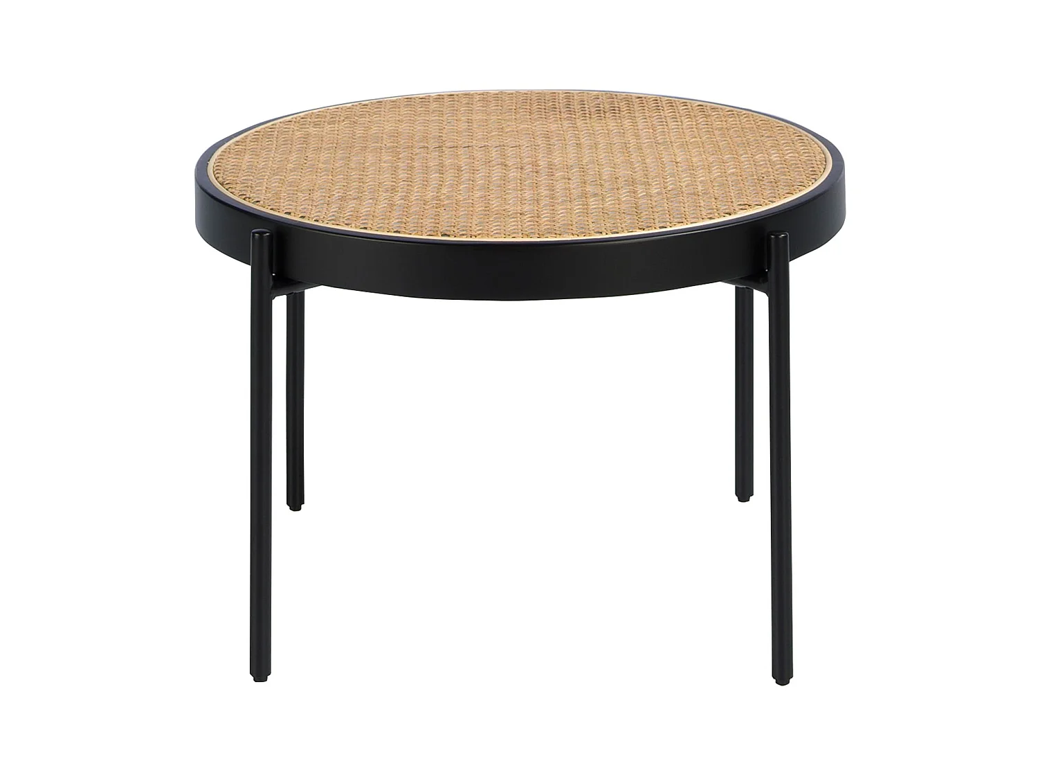 Table basse ronde en rotin, bois noir et acier noir 2111 ANGEL CERDA