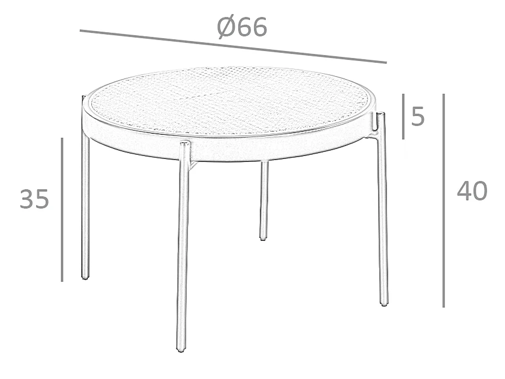 Table basse ronde en rotin, bois noir et acier noir 2111 ANGEL CERDA