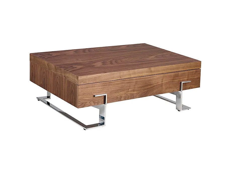 Tavolino in legno di noce e acciaio cromato   2099 ANGEL CERDA