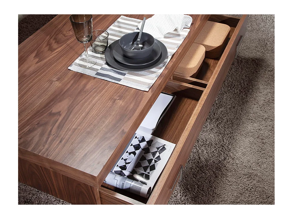 Tavolino in legno di noce e acciaio cromato   2099 ANGEL CERDA