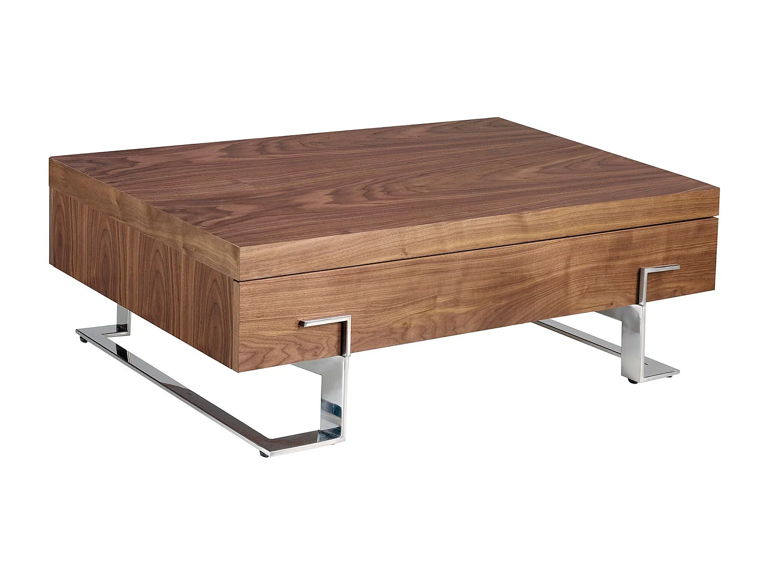 Rechteckiger Couchtisch Nussbaum und verchromter Stahl 2099 ANGEL CERDA