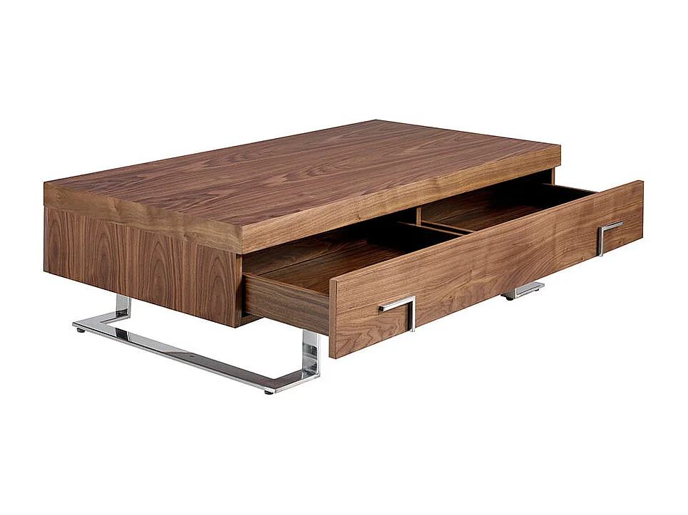 Rechteckiger Couchtisch Nussbaum und verchromter Stahl 2099 ANGEL CERDA