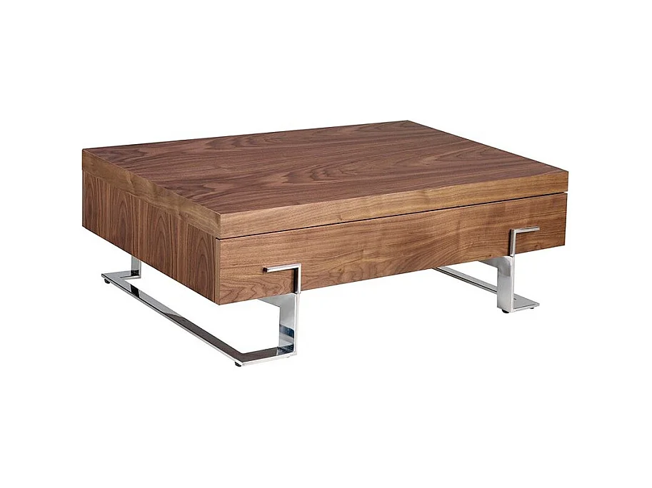 Table basse rectangulaire noyer et acier chromé Osten 130cm