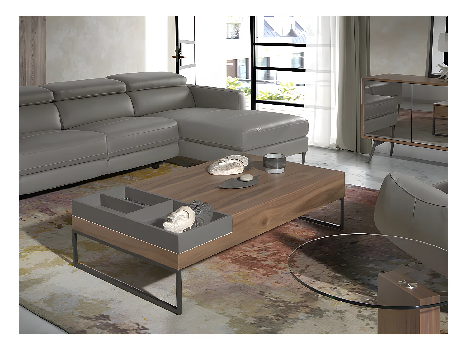 Table basse rectangulaire en noyer 2104 ANGEL CERDA