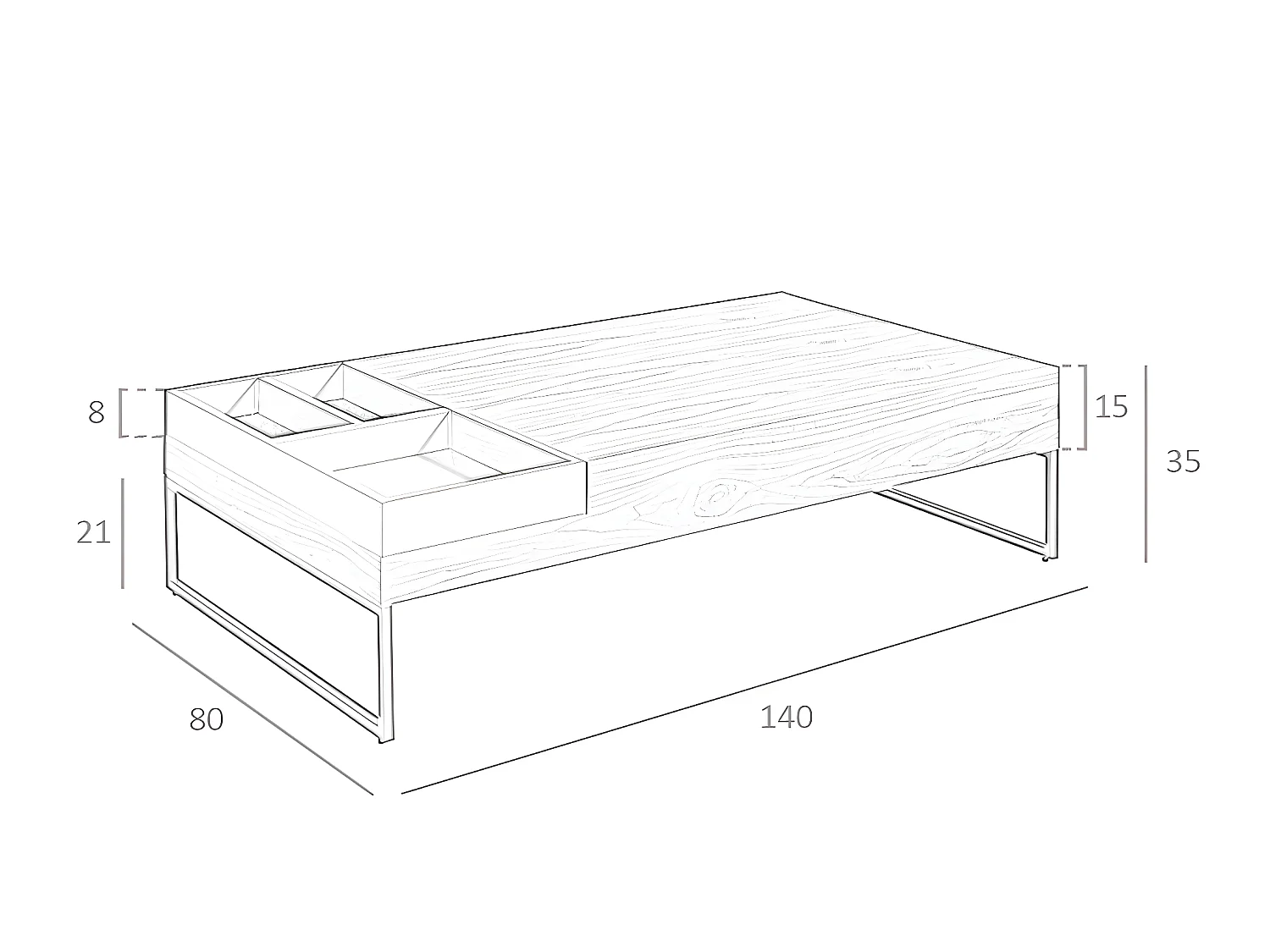 Table basse rectangulaire en noyer 2104 ANGEL CERDA