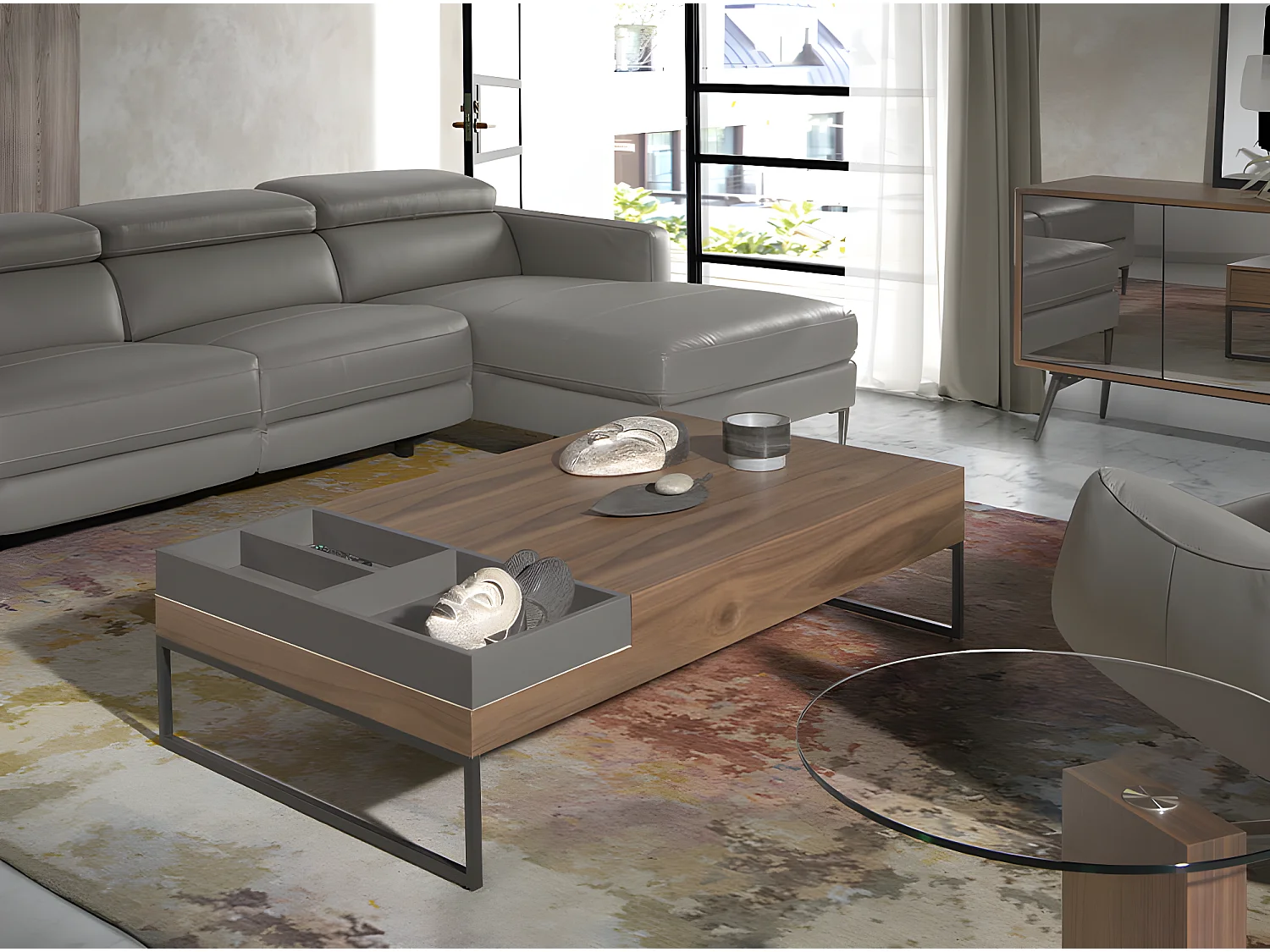 Table basse rectangulaire en noyer 2104 ANGEL CERDA