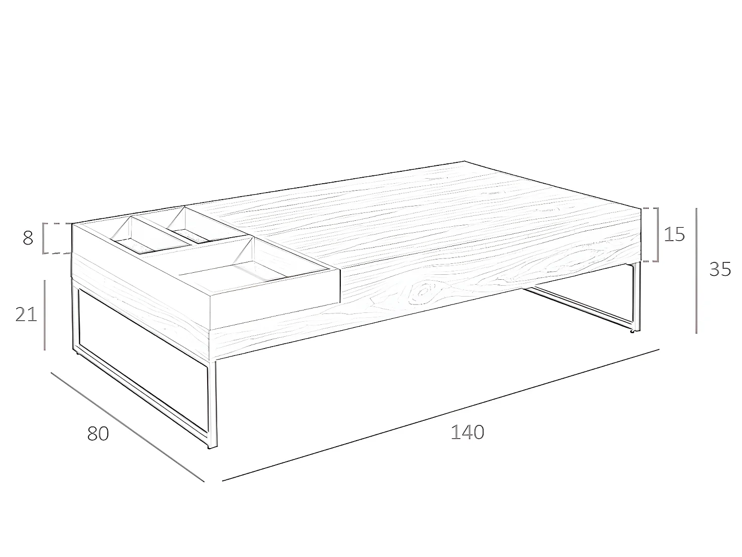 Table basse rectangulaire en noyer 2104 ANGEL CERDA