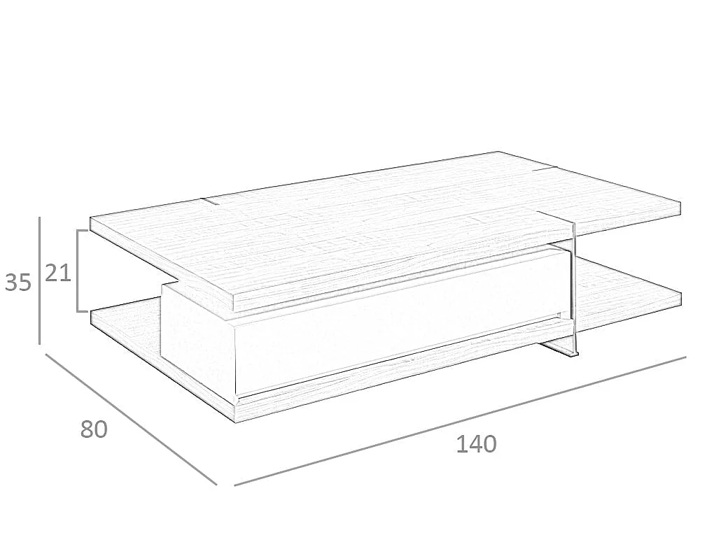Table basse rectangulaire en noyer 2103 ANGEL CERDA